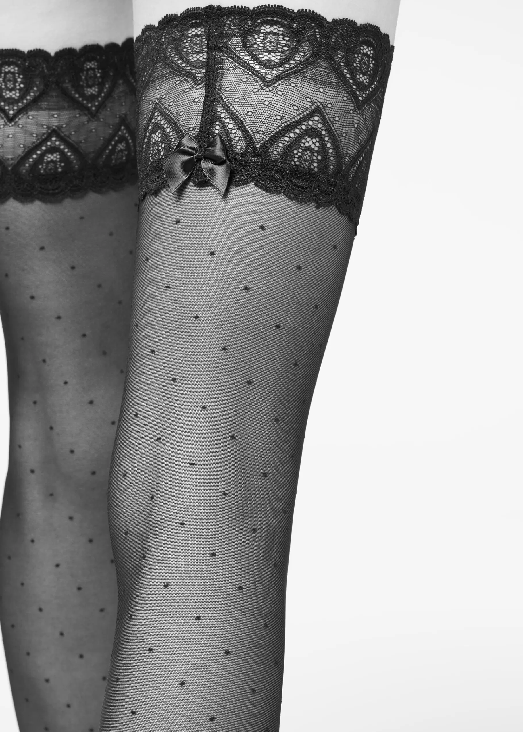 Best 30 Denier Micro Polka Dots Sheer Hold-Ups Women Stockings