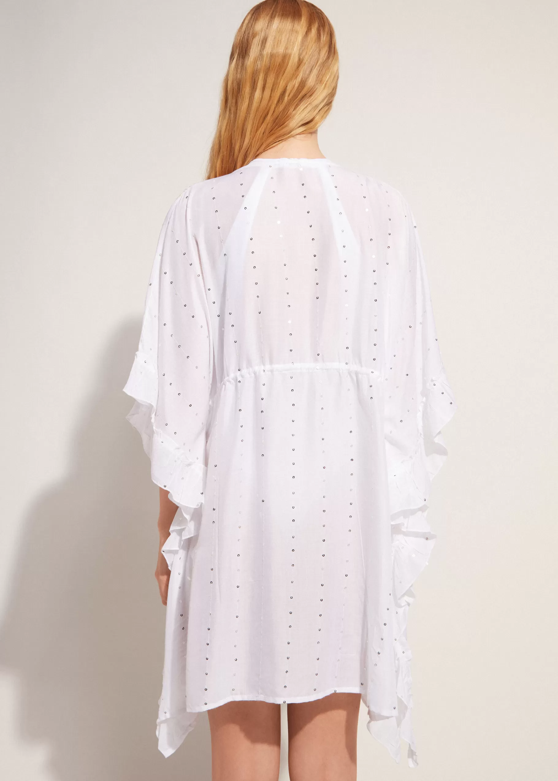 Discount Broderie Anglaise And Sequin Kimono Kaftan Women Beachwear