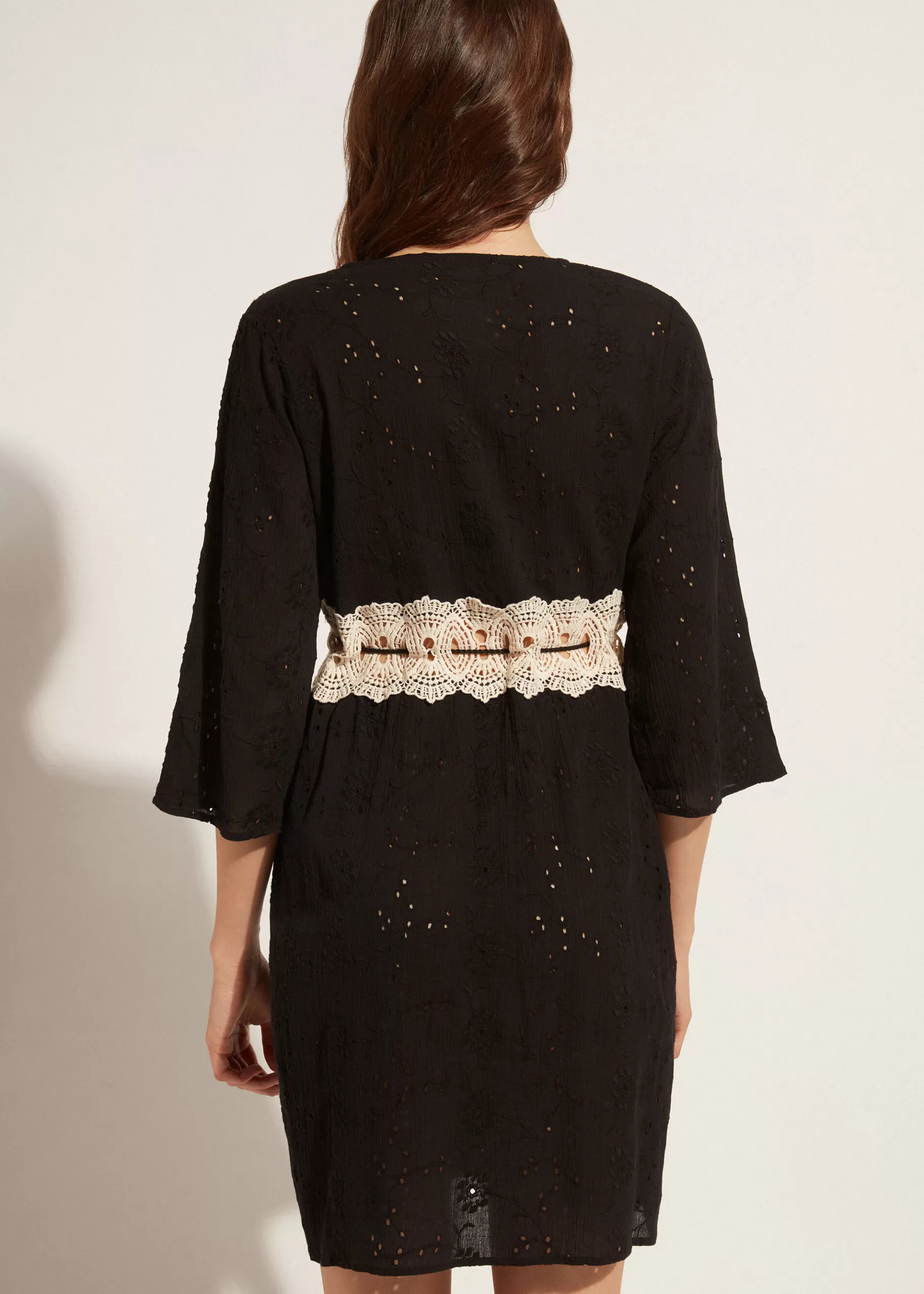 Fashion Broderie Anglaise Sequin Dress Women Beachwear