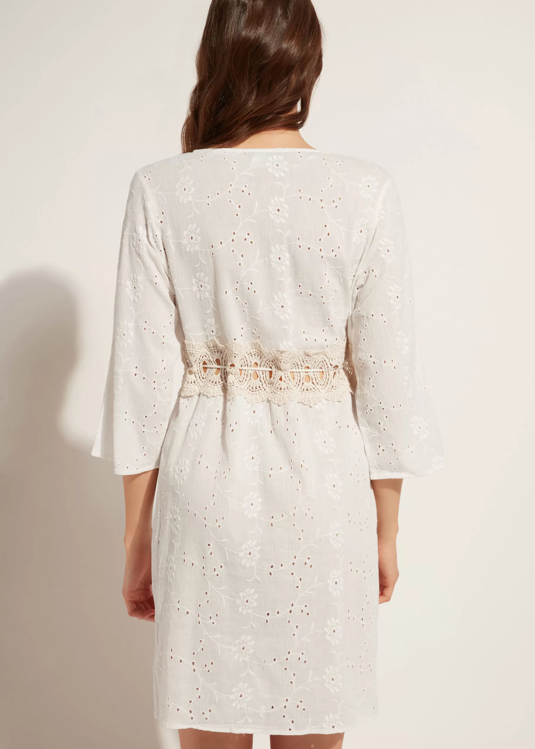 Cheap Broderie Anglaise Sequin Dress Women Beachwear