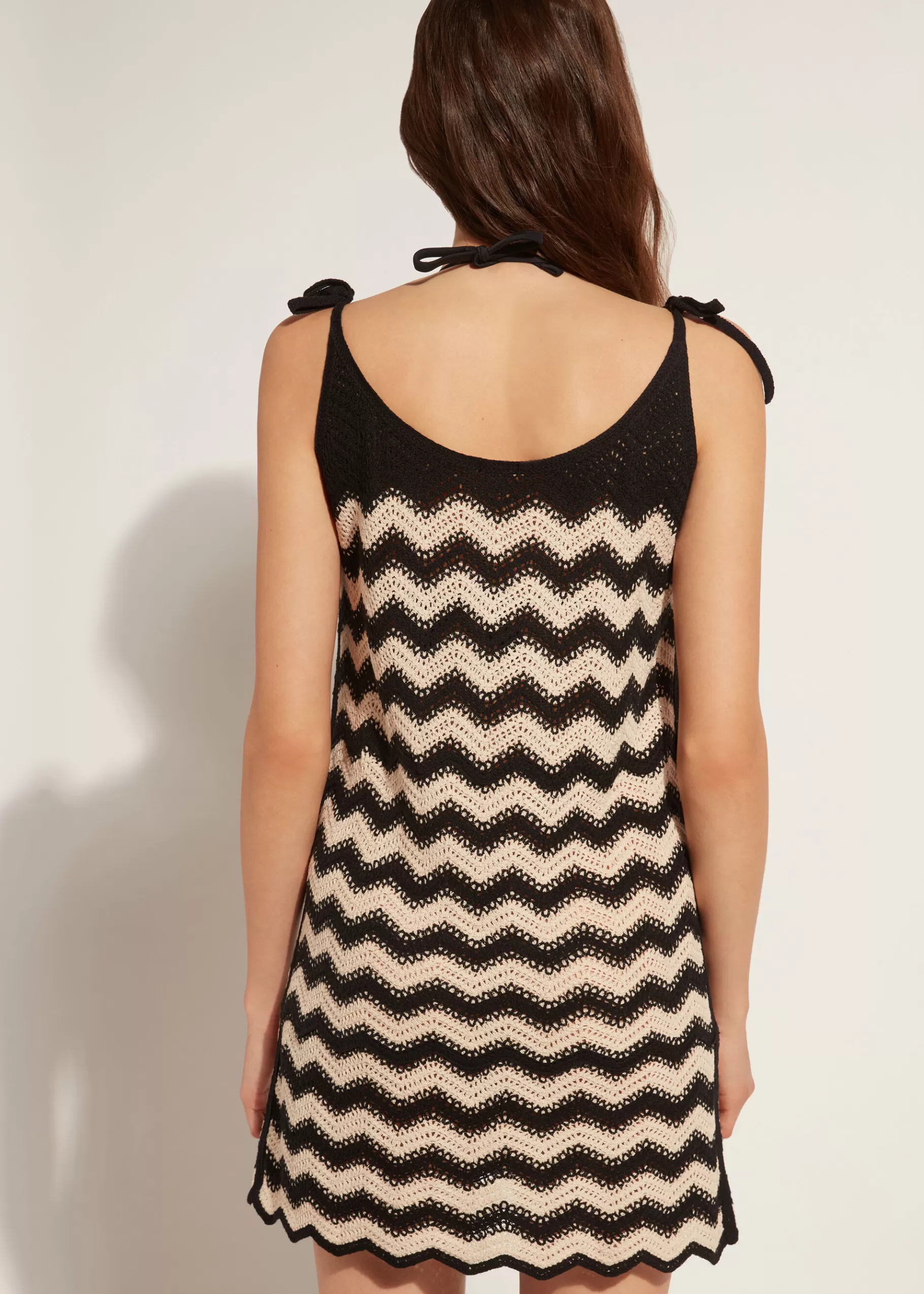 Best Sale Chevron Pattern Crochet Dress Women Beachwear