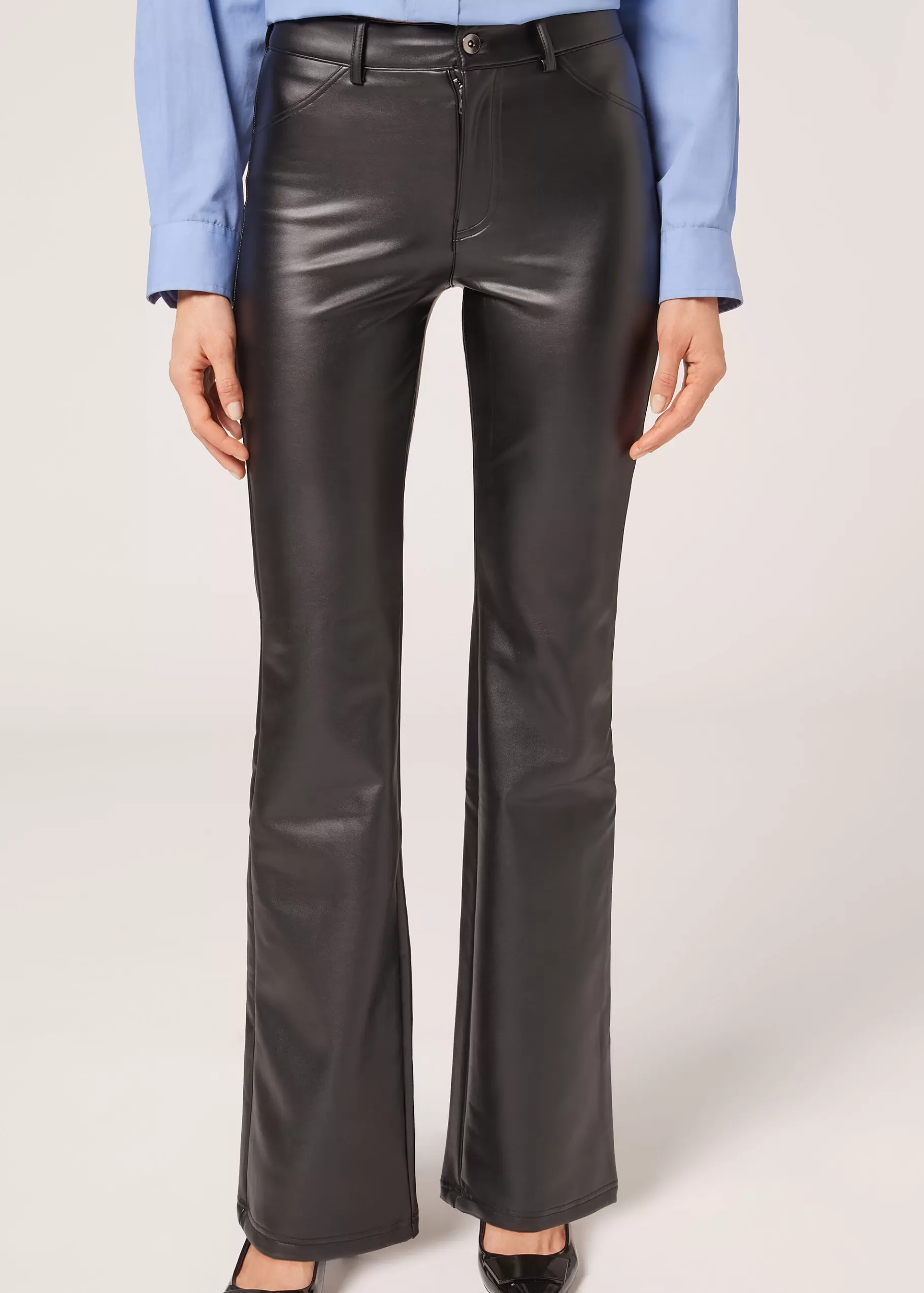 Flash Sale Coated Thermal Flare Leggings Women Trousers