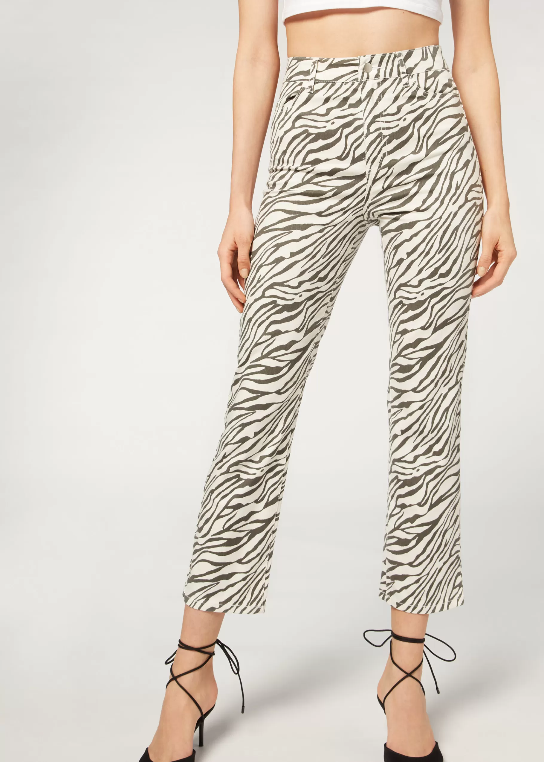 Cheap Cropped Flared High Waist Jeans Women Trousers
