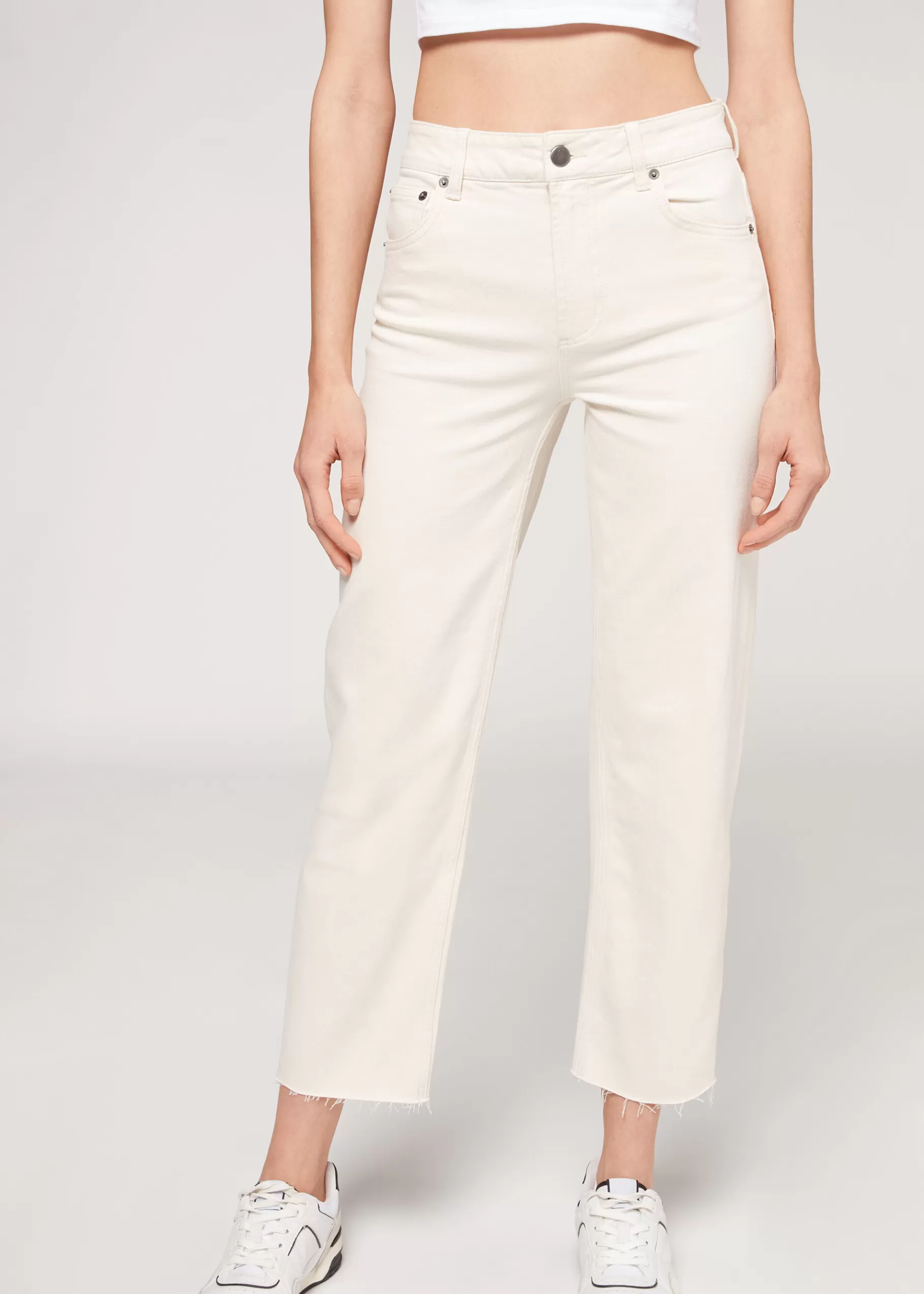 Outlet Cropped Straight Jeans Women Trousers