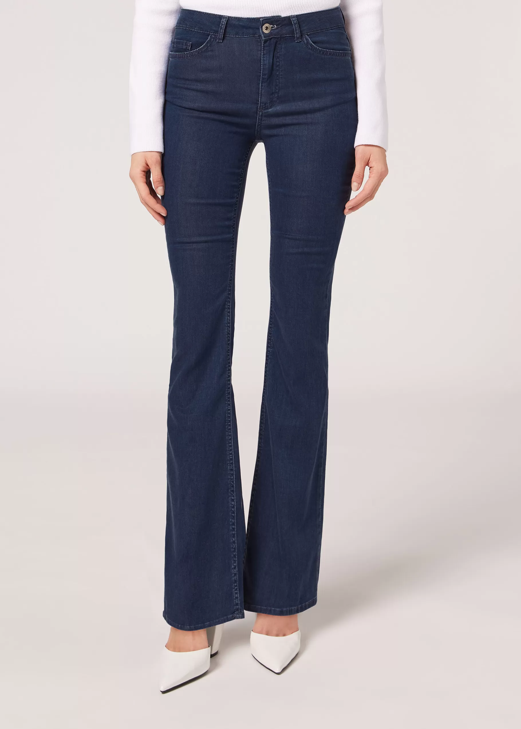 Hot Eco Light Denim Flared Jeans Women Jeans