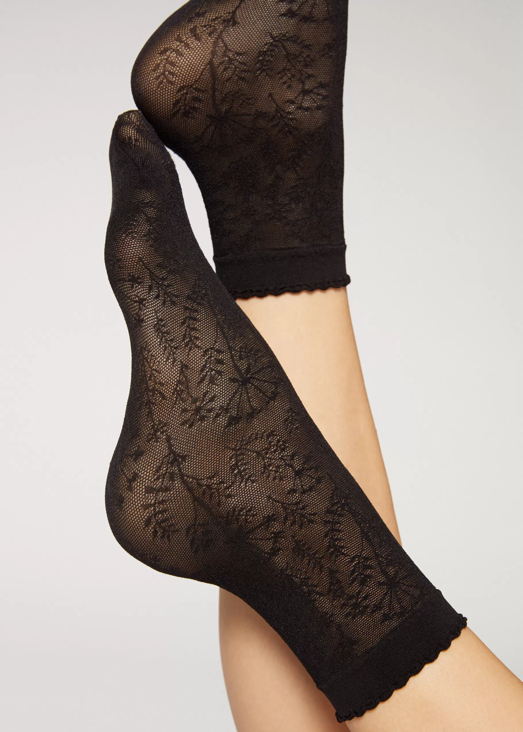 Shop Floral-Patterned Mesh Short Socks Women Short Socks