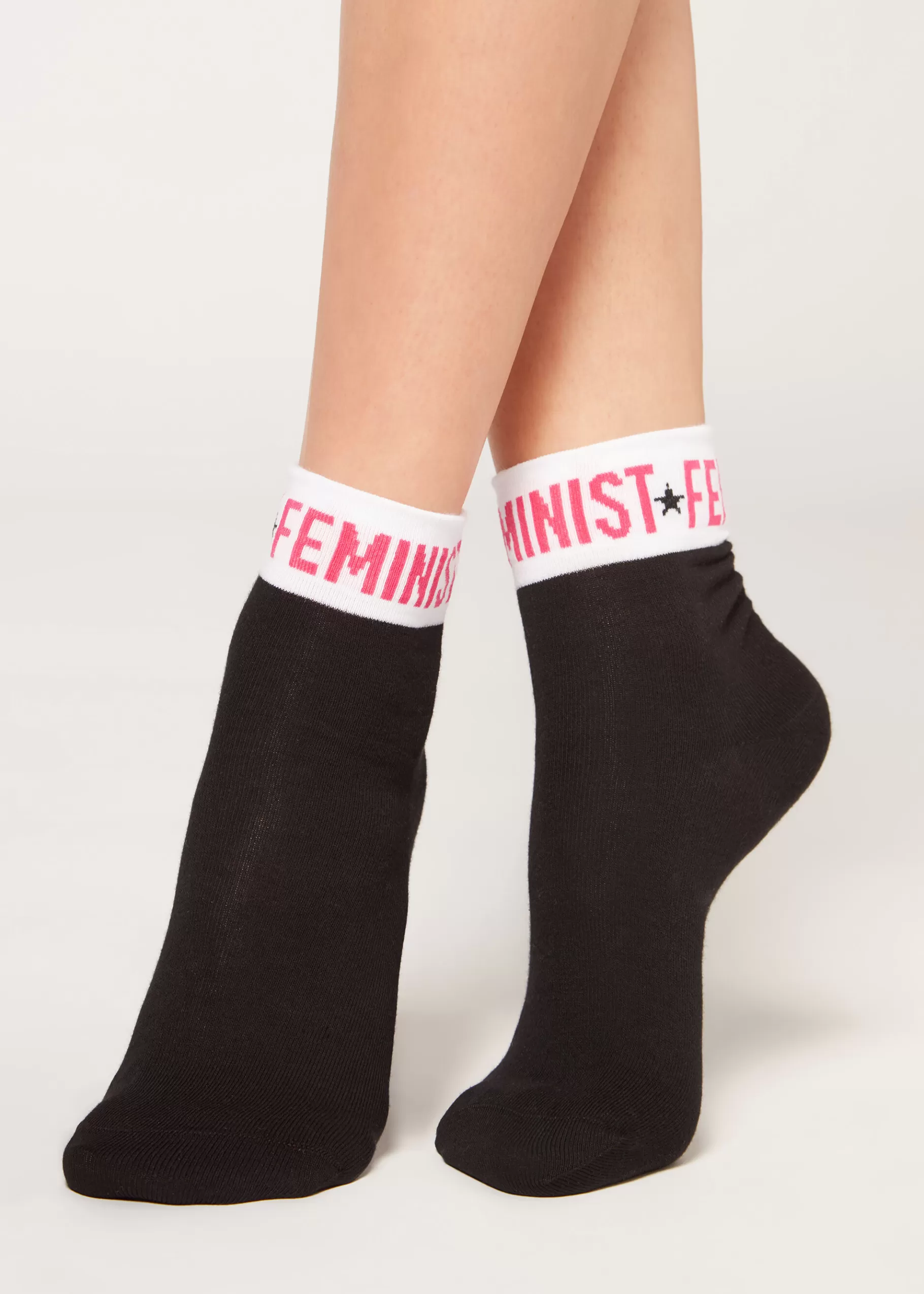 Sale Girl Power Print Short Socks Women Short Socks