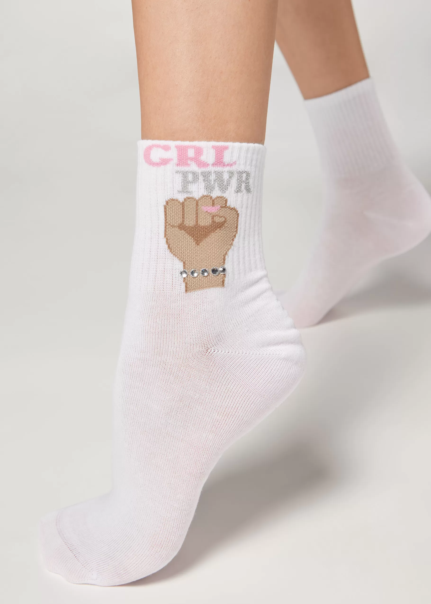 Clearance Girl Power Print Short Socks Women Short Socks
