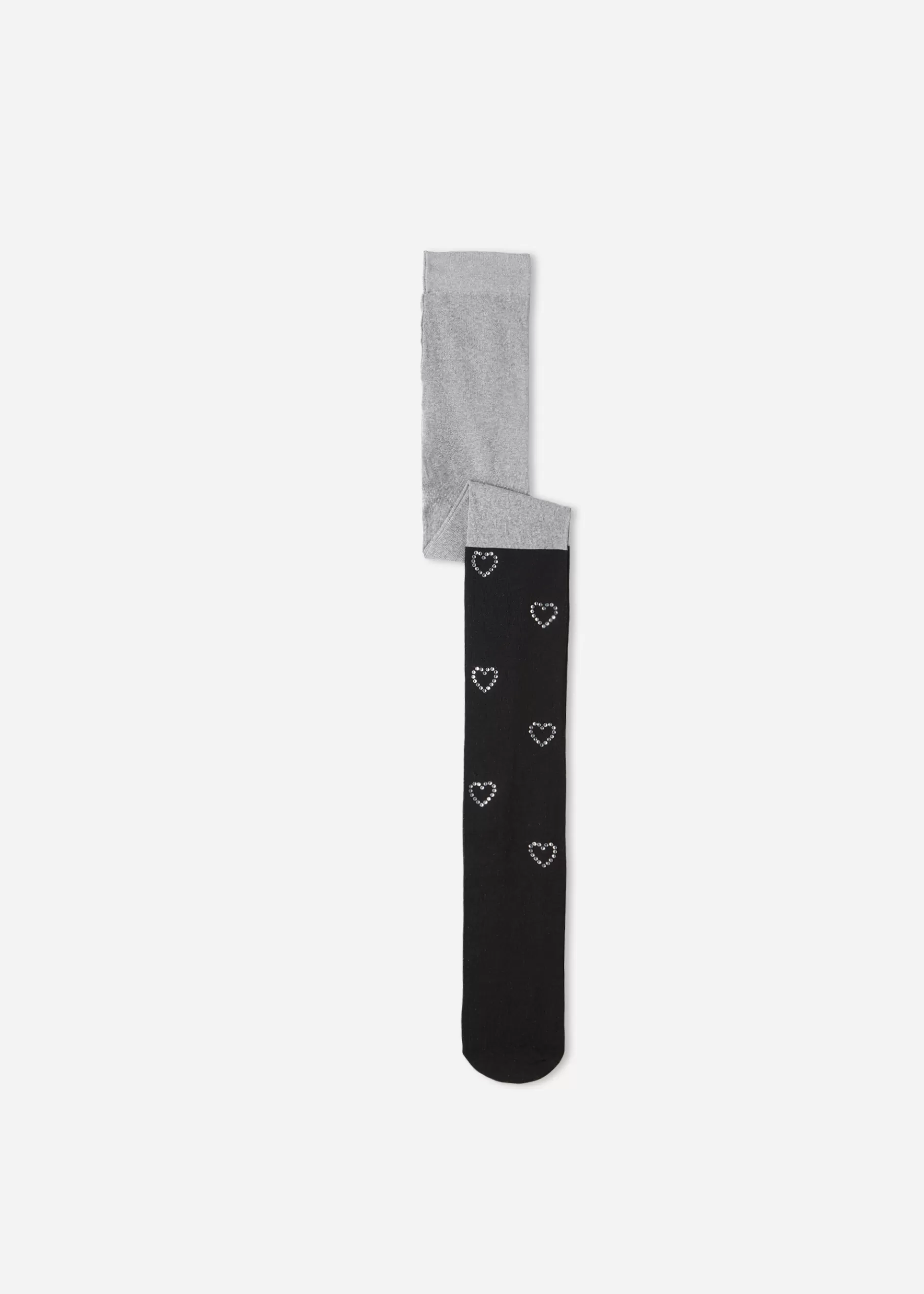 Sale Girls' Over-Knee Effect Tights With Diamante Heart Applications Kids Tights