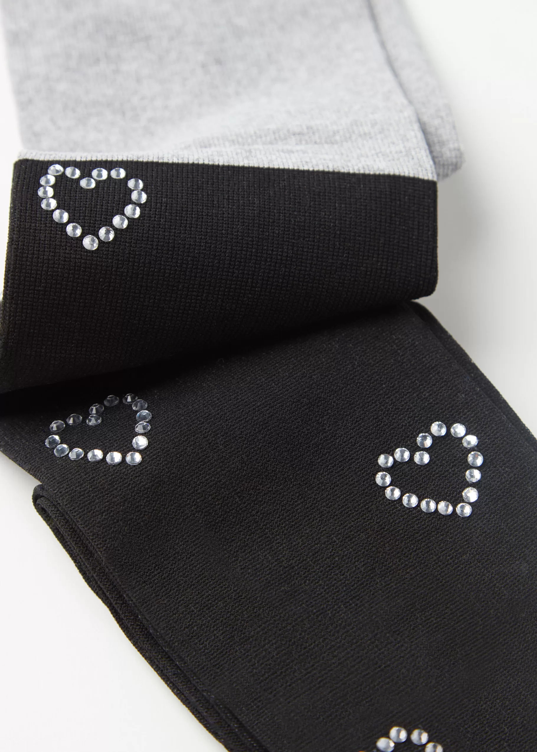 Sale Girls' Over-Knee Effect Tights With Diamante Heart Applications Kids Tights