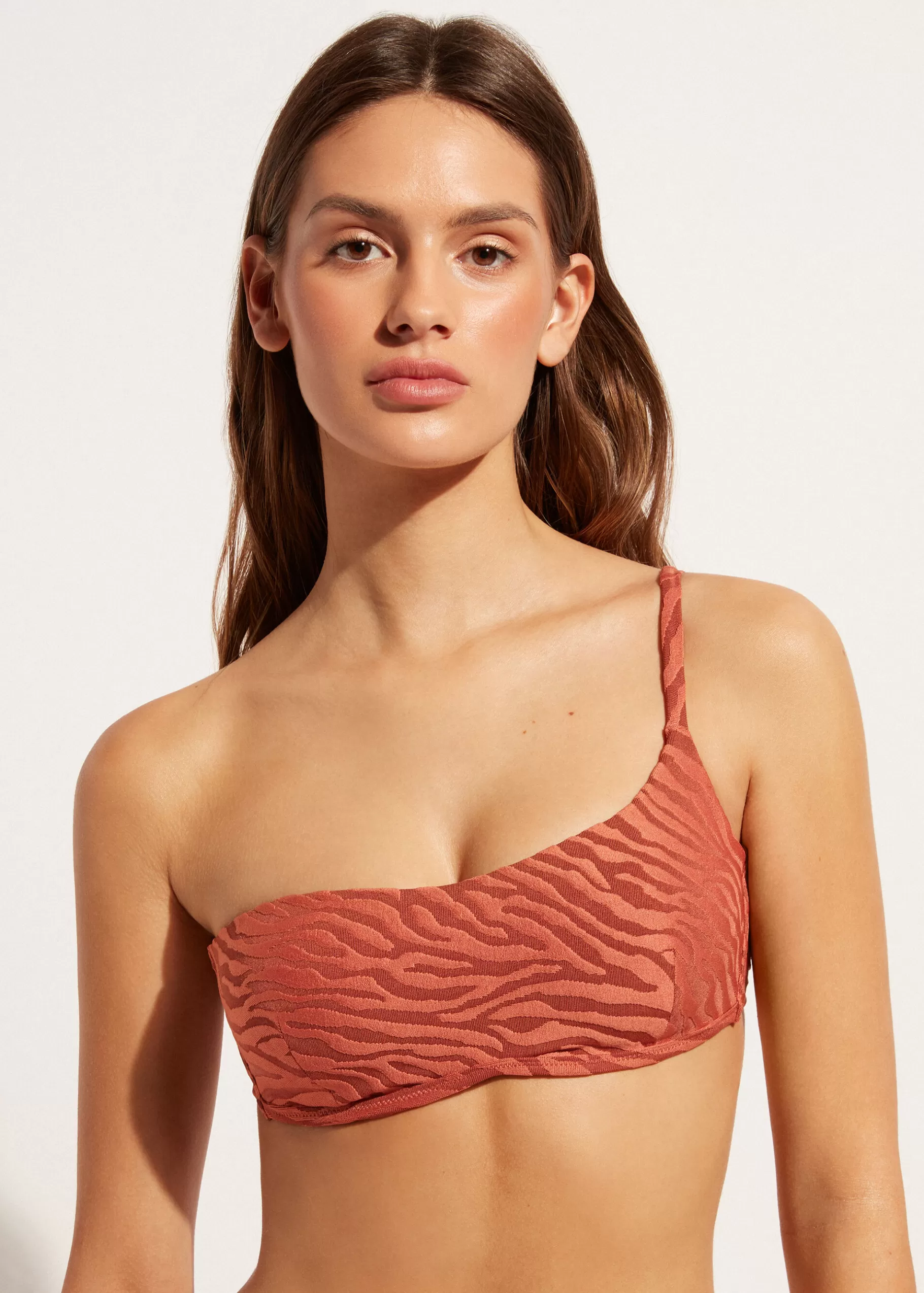 Hot Istanbul Zebra Print One-Shoulder Bandeau Bikini Top Women Bikini