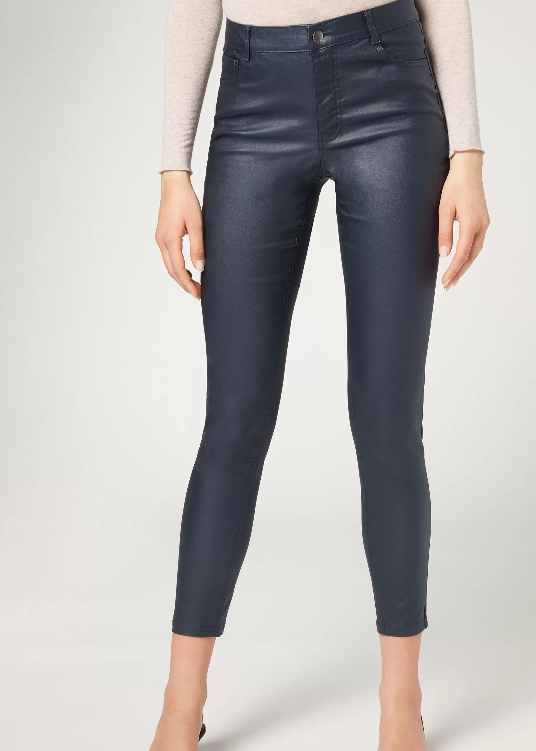 Clearance Leather Effect Skinny Leggings Women Trousers