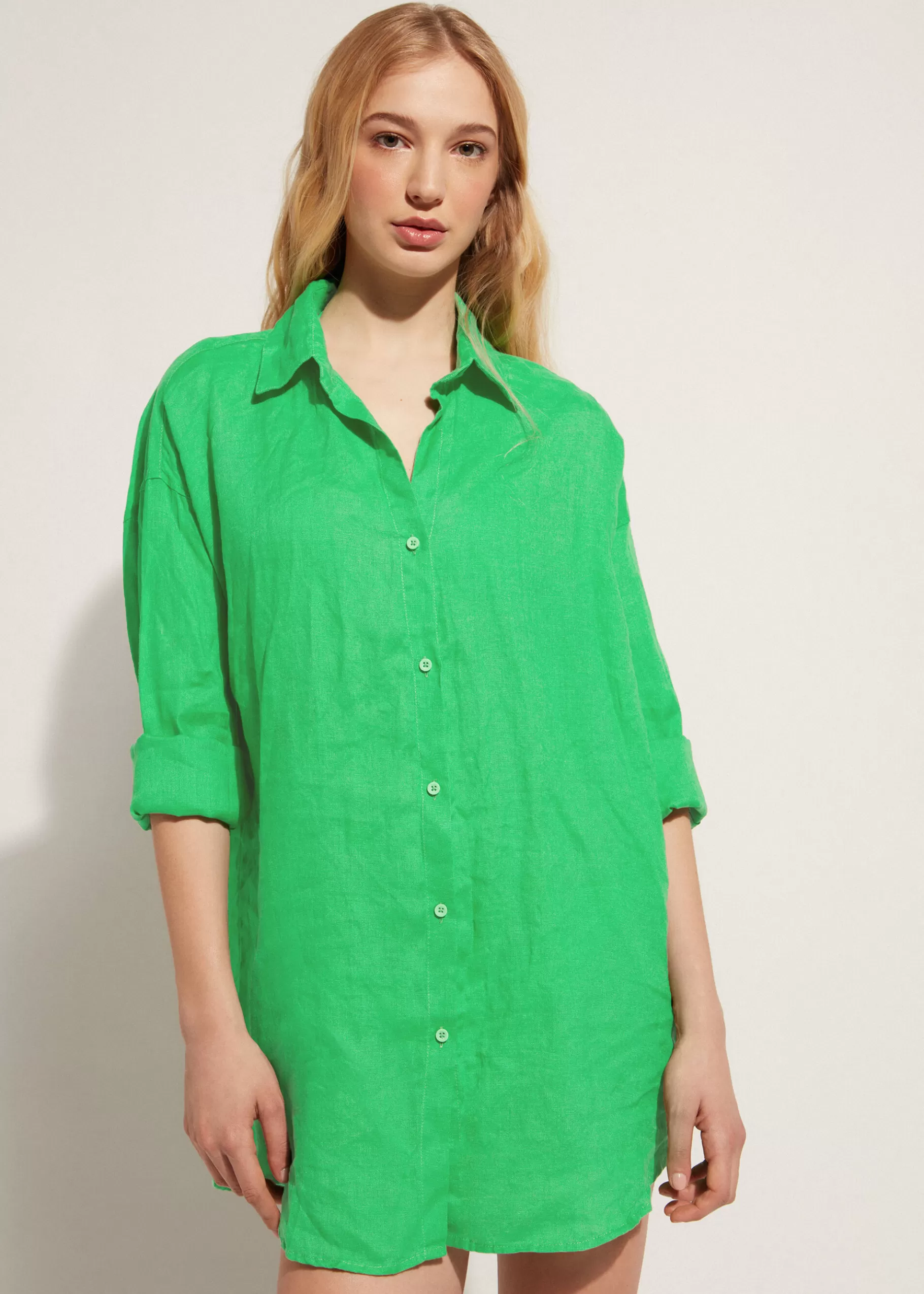 Hot Linen Shirt Women Beachwear