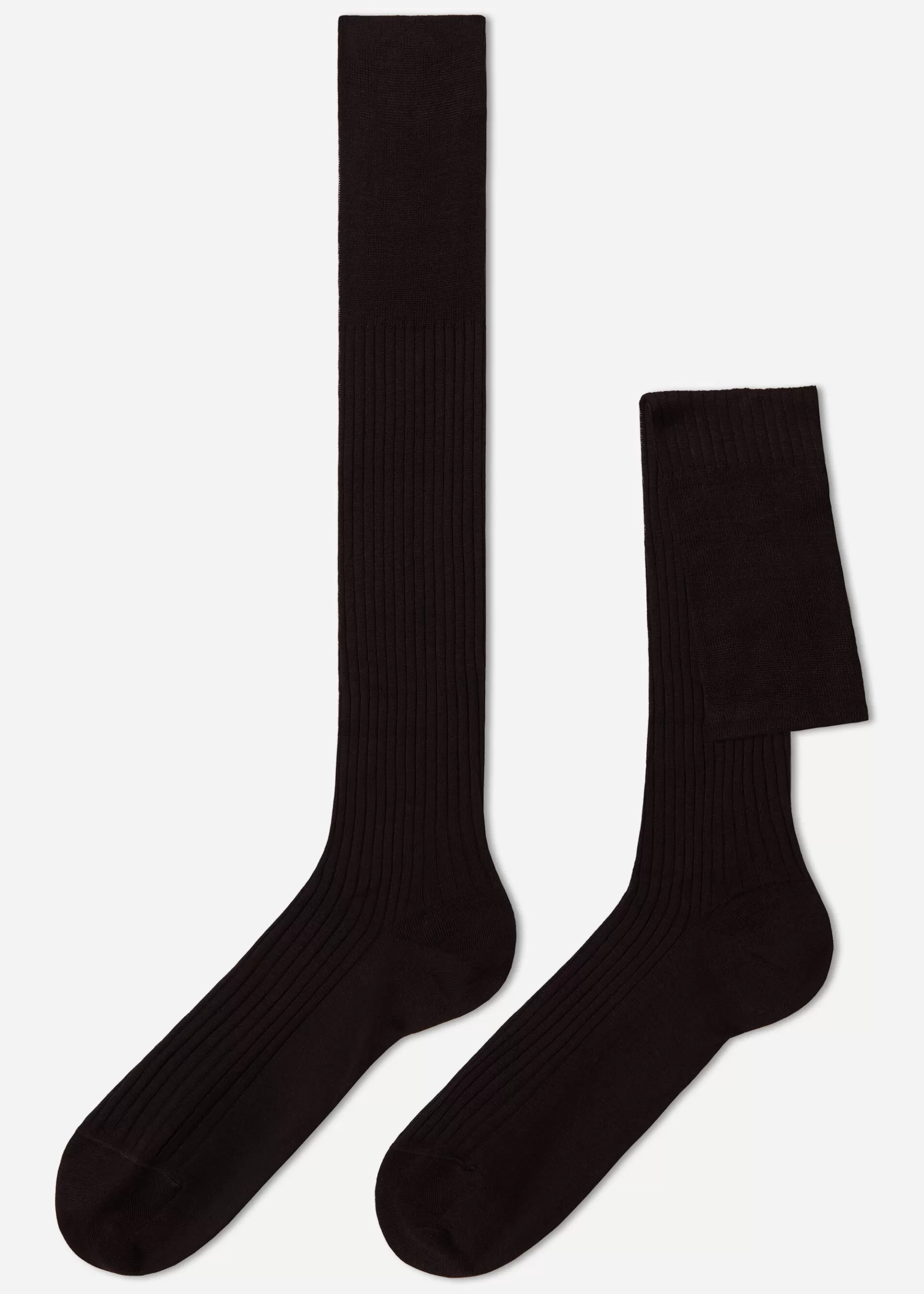 New Men's Long Ribbed Lisle Thread Socks Men Long Socks
