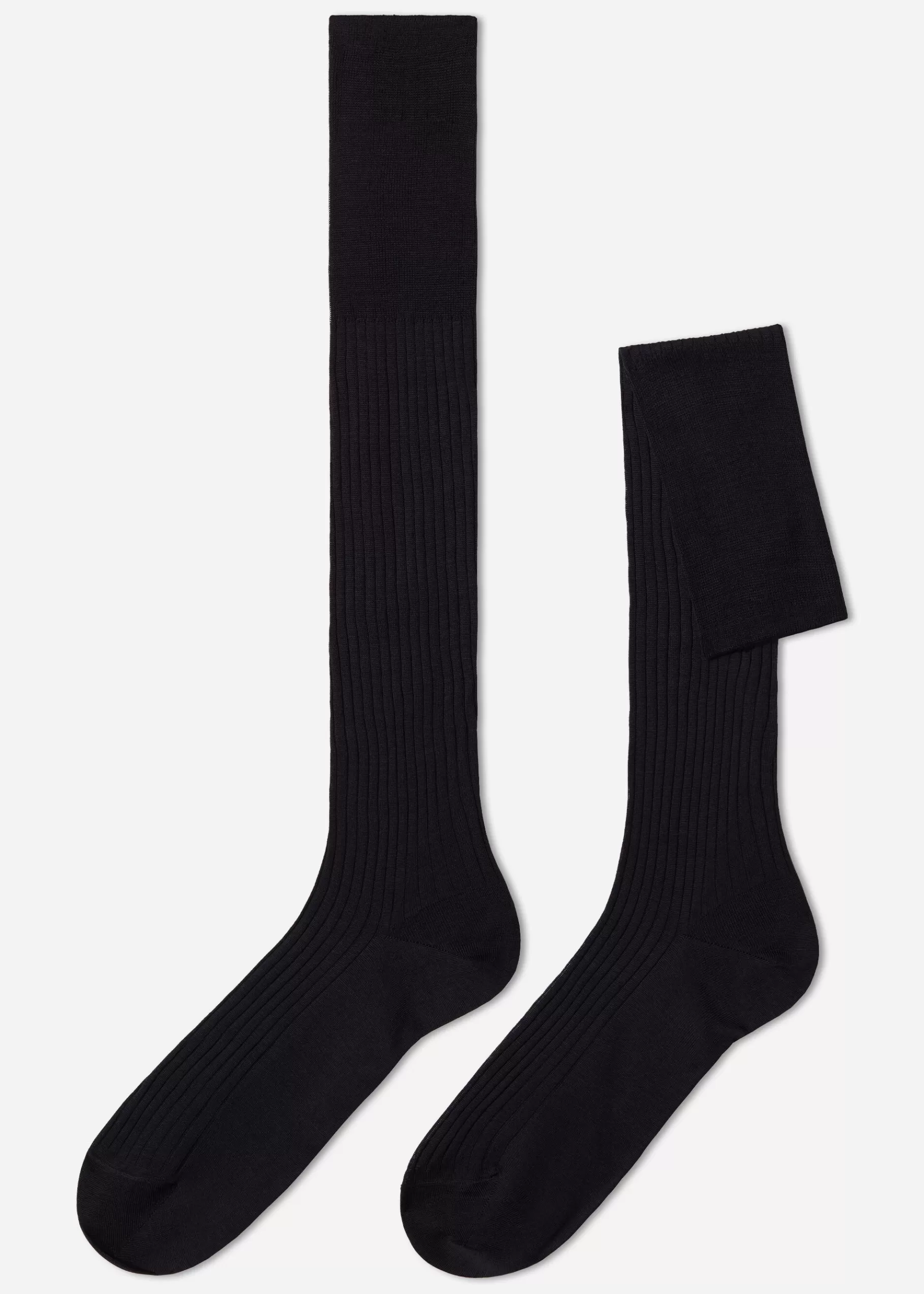 New Men's Long Ribbed Lisle Thread Socks Men Long Socks