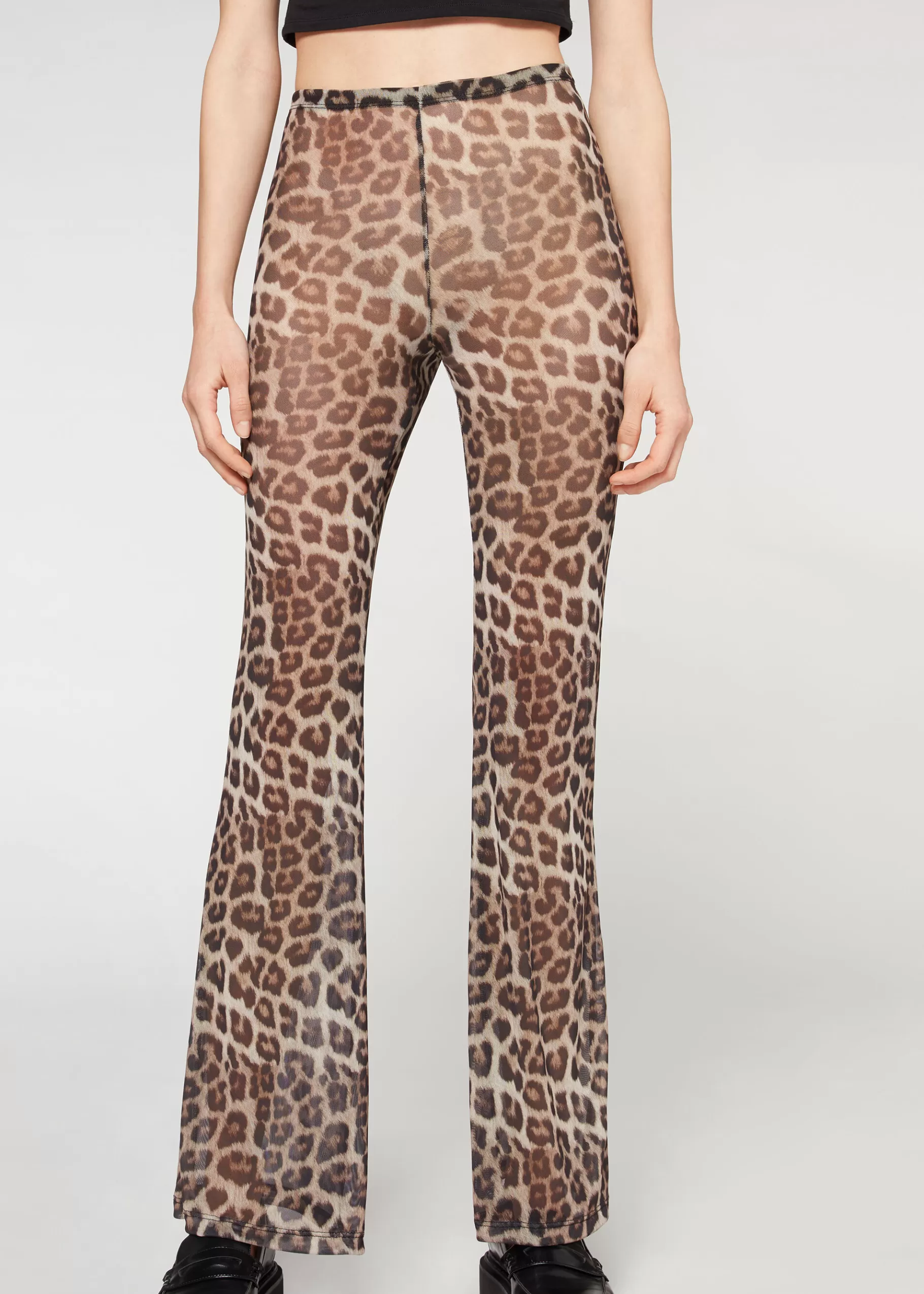 Discount Printed Tulle Flared Leggings Women Trousers