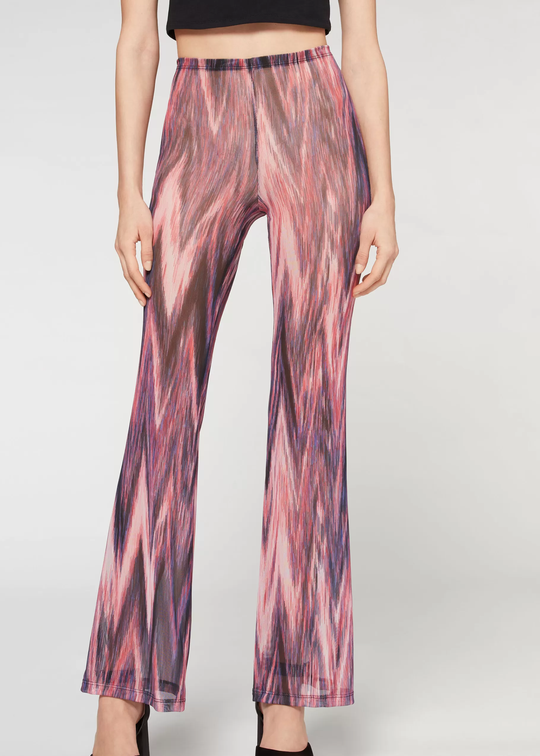 Cheap Printed Tulle Flared Leggings Women Leggings