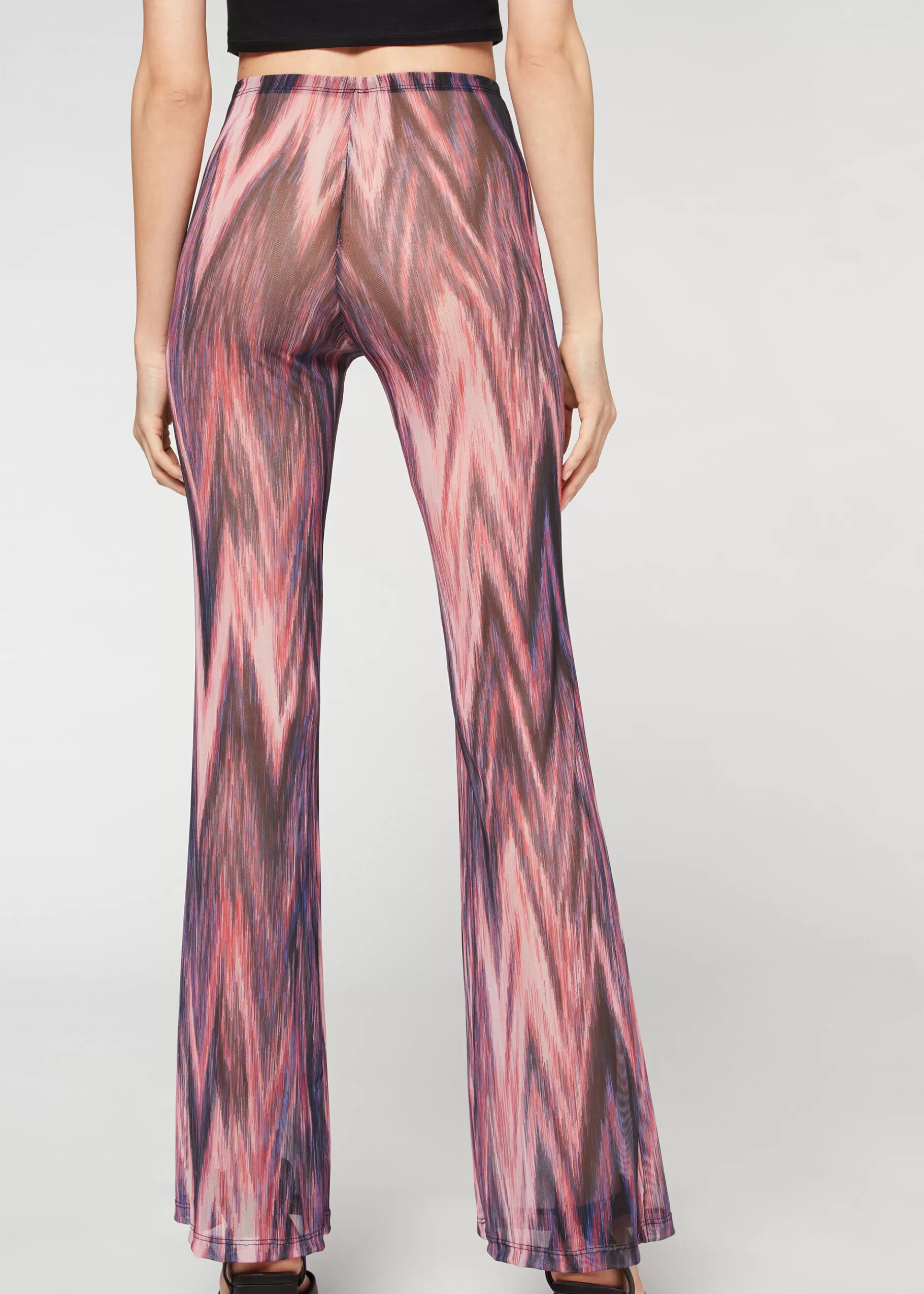 Cheap Printed Tulle Flared Leggings Women Leggings