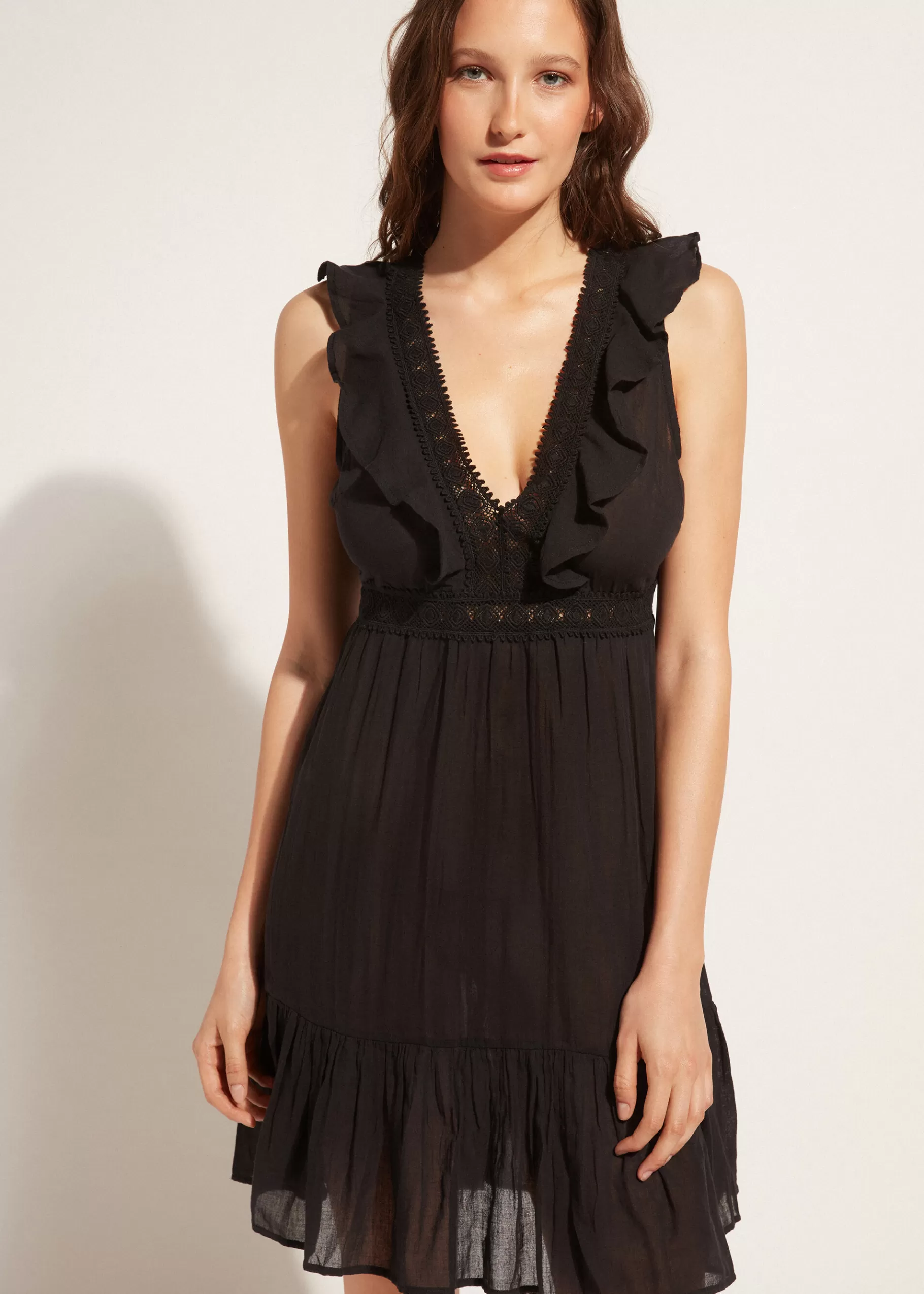 Store Ruffle Passementerie Short Dress Women Beachwear