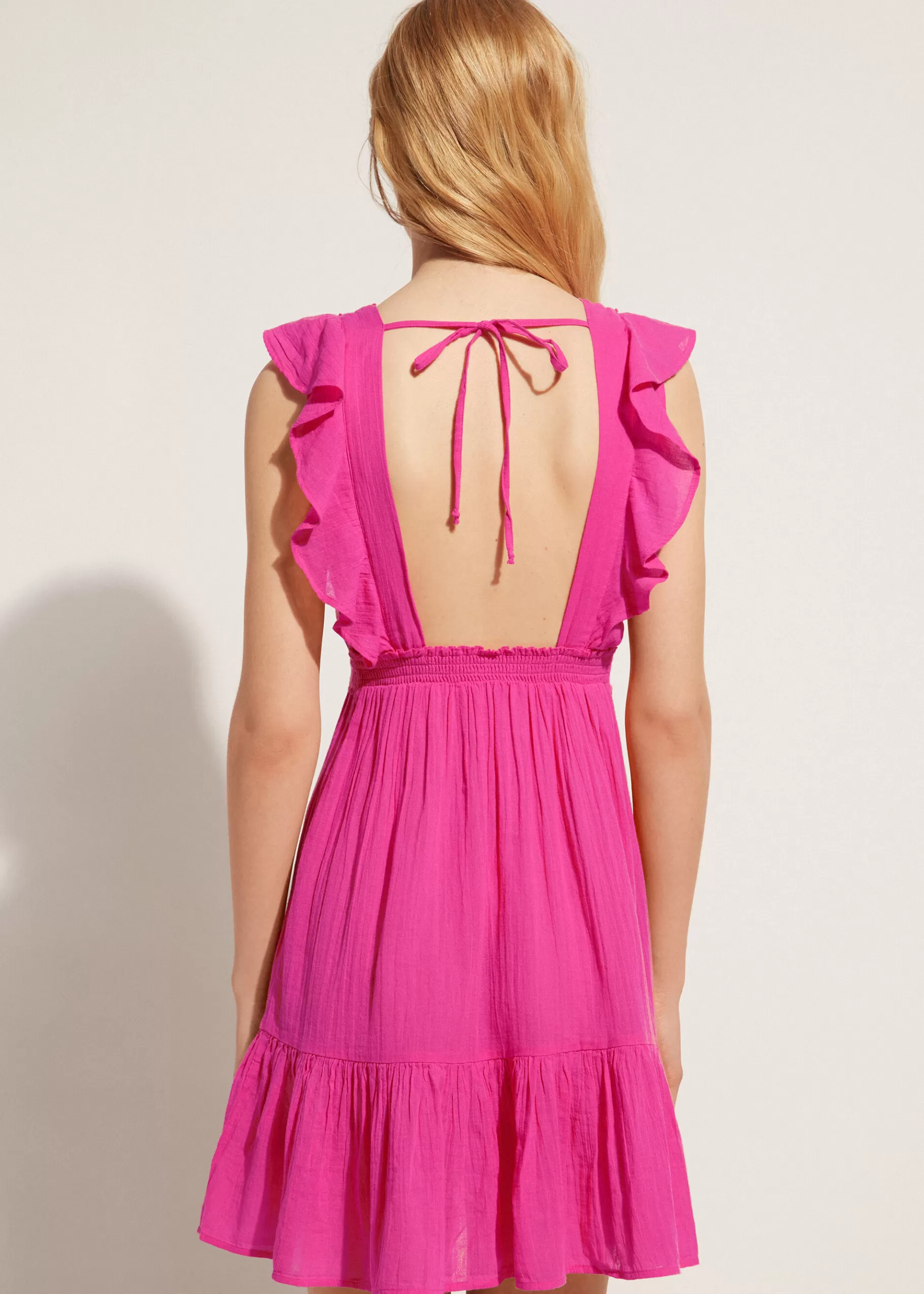 Cheap Ruffle Passementerie Short Dress Women Beachwear