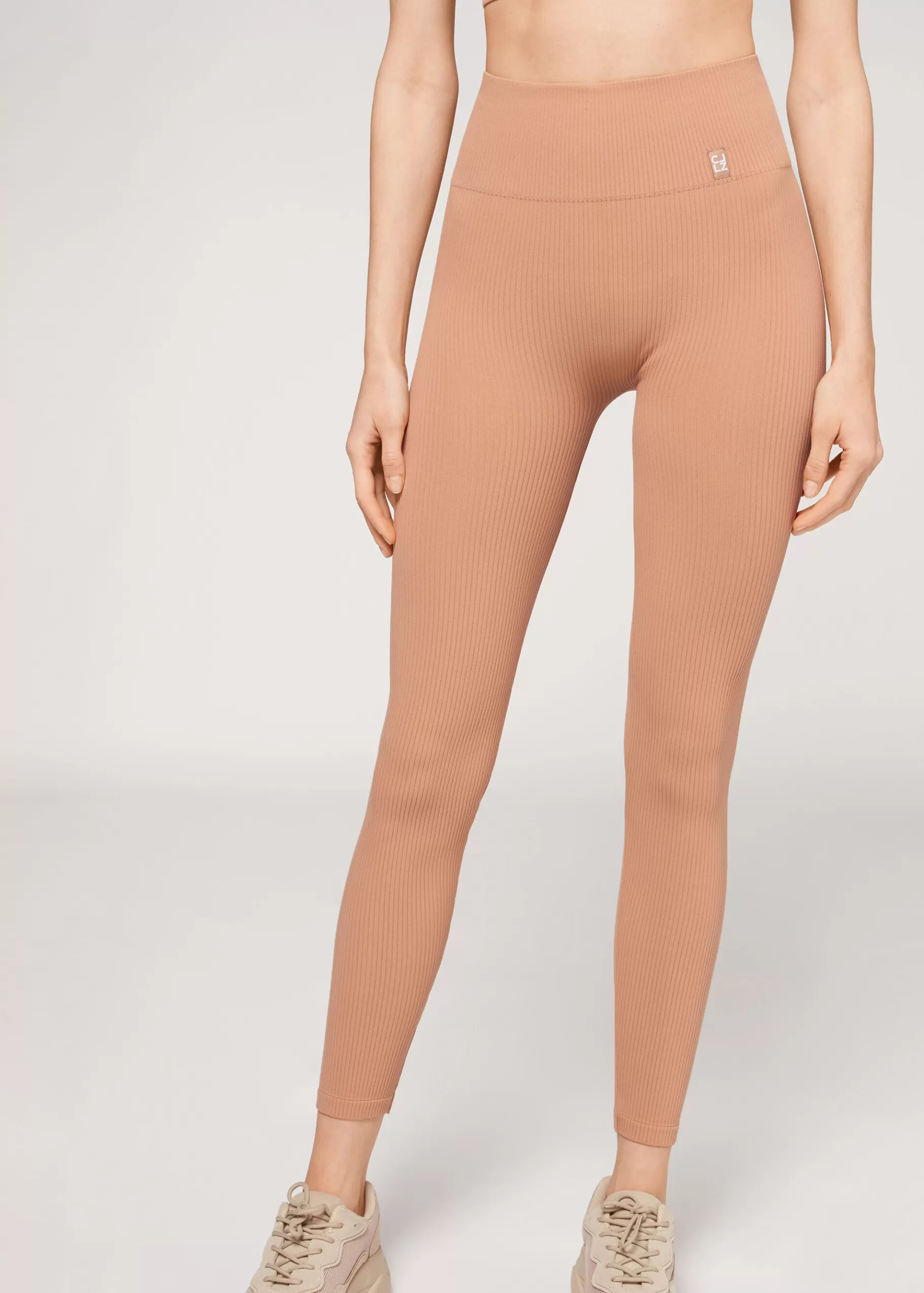 Shop Seamless Fine Ribbed Sports Leggings Women Leggings