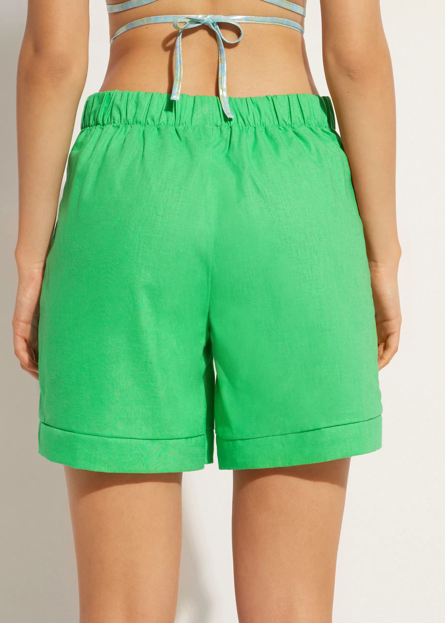 Fashion Shorts With Linen Women Beachwear