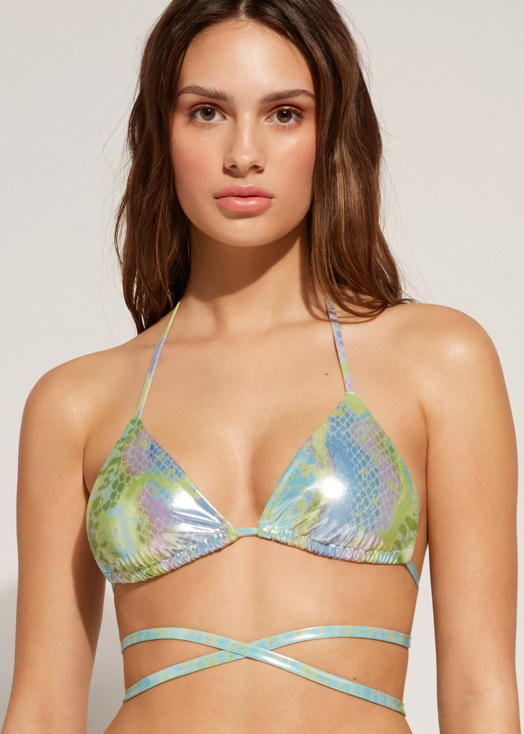 Outlet Snake Print Slide Triangle Bikini Top Las Palmas Women Bikini