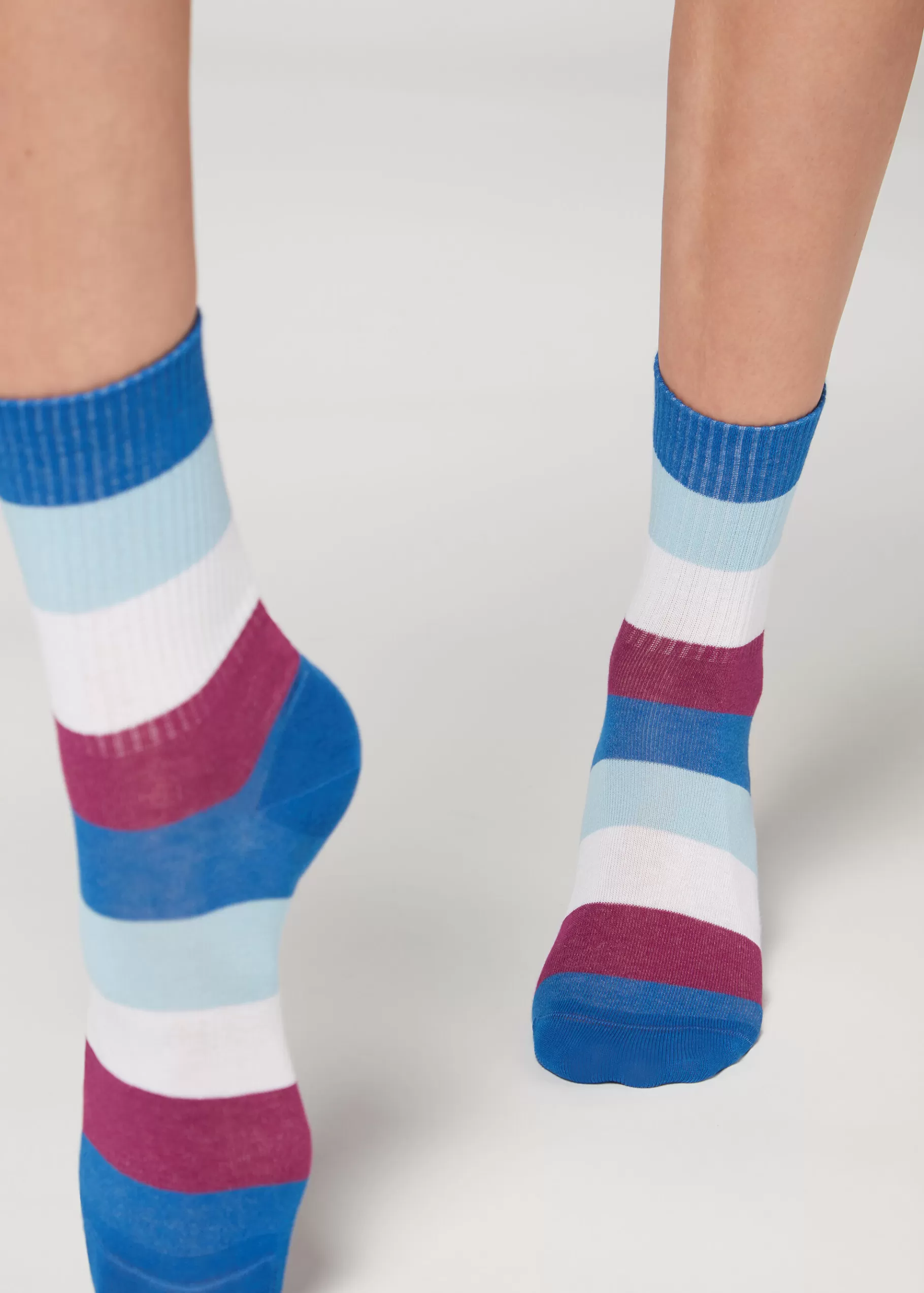 Outlet Stripe Patterned Short Socks Women Short Socks