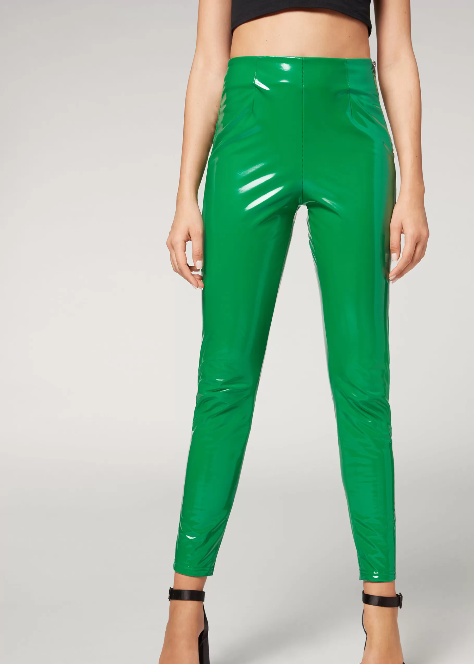 Fashion Thermal Vinyl Skinny Leggings Women Trousers