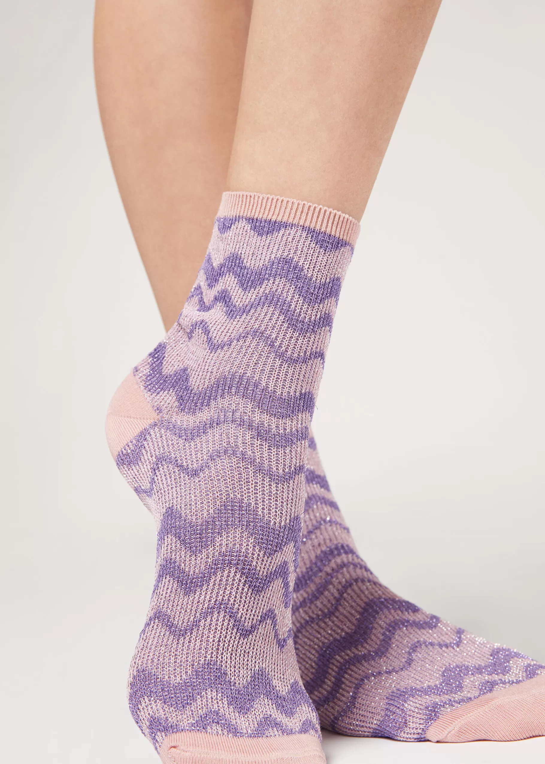 Store Wave Motif Short Socks With Glitter Women Short Socks